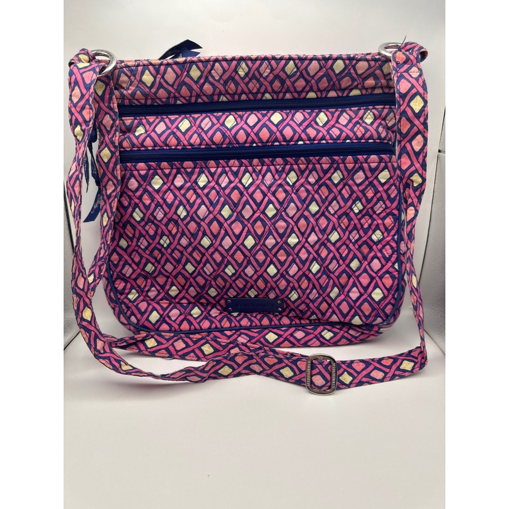 Vera Bradley Katalina Crossbody Bag Pink Blue Diamond Pattern‎ Quilted Boho Chic